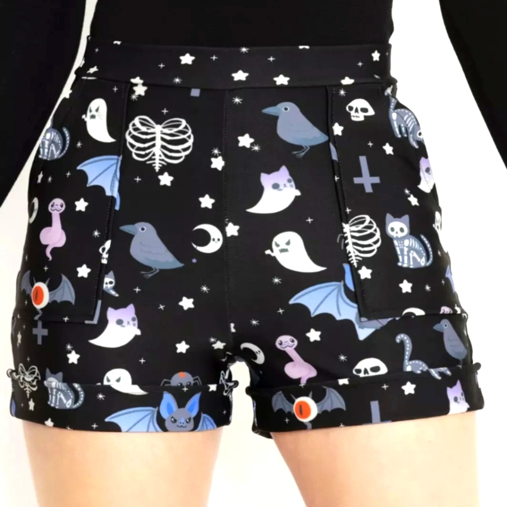 BLACKMILK Hauntingly Cute Cuffed Shorts Pastel Goth Halloween Fall Dolls Kill M